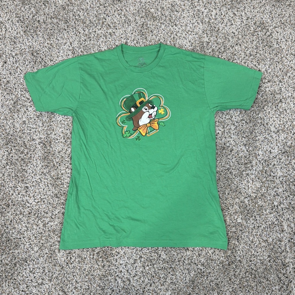 Buc-ees Mens St Patricks Day Shirt Green Leprechaun Shenanigans Graphic Tee M